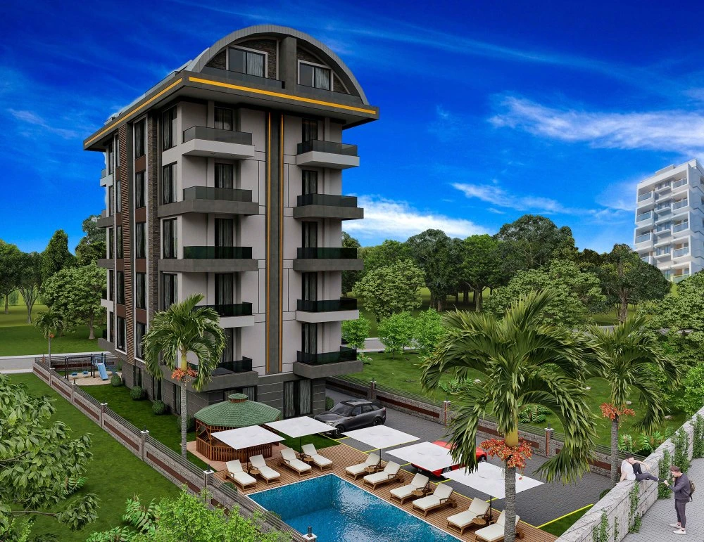 Небольшой жилой комплекс с бассейном, тренажерным залом и парковкой, Авсаллар, Турция