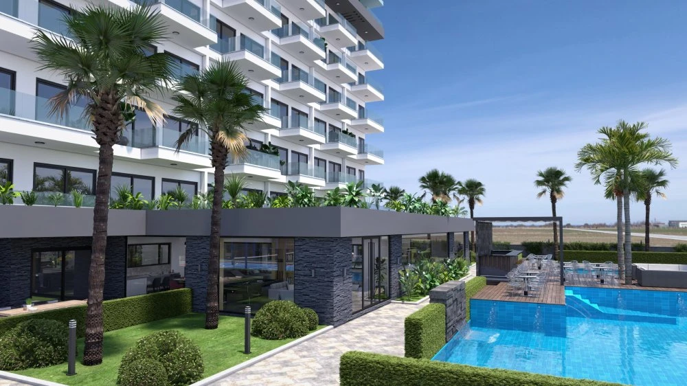 Апартаменты с видом на море и горы, в жилом комплексе с развитой инфраструктурой, Махмутлар, Турция