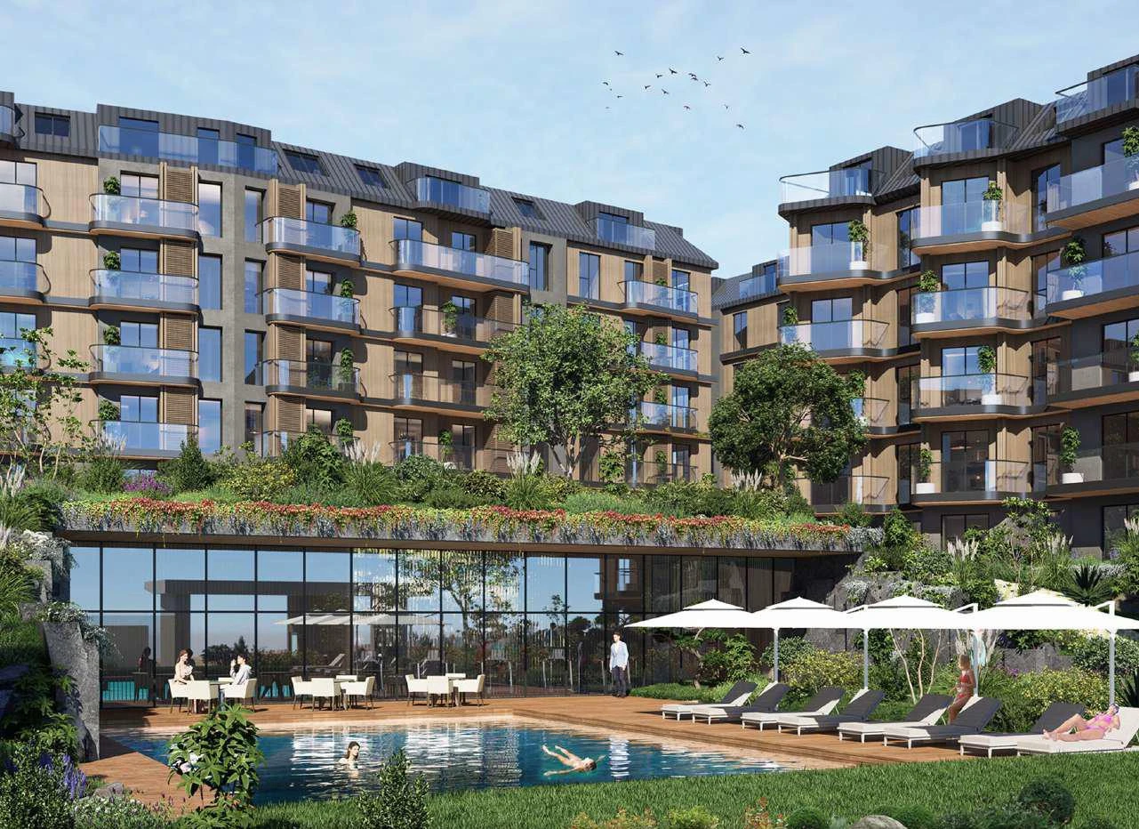 Новая малоэтажная резиденция с бассейнами и детскими площадками, Коджаэли, Турция