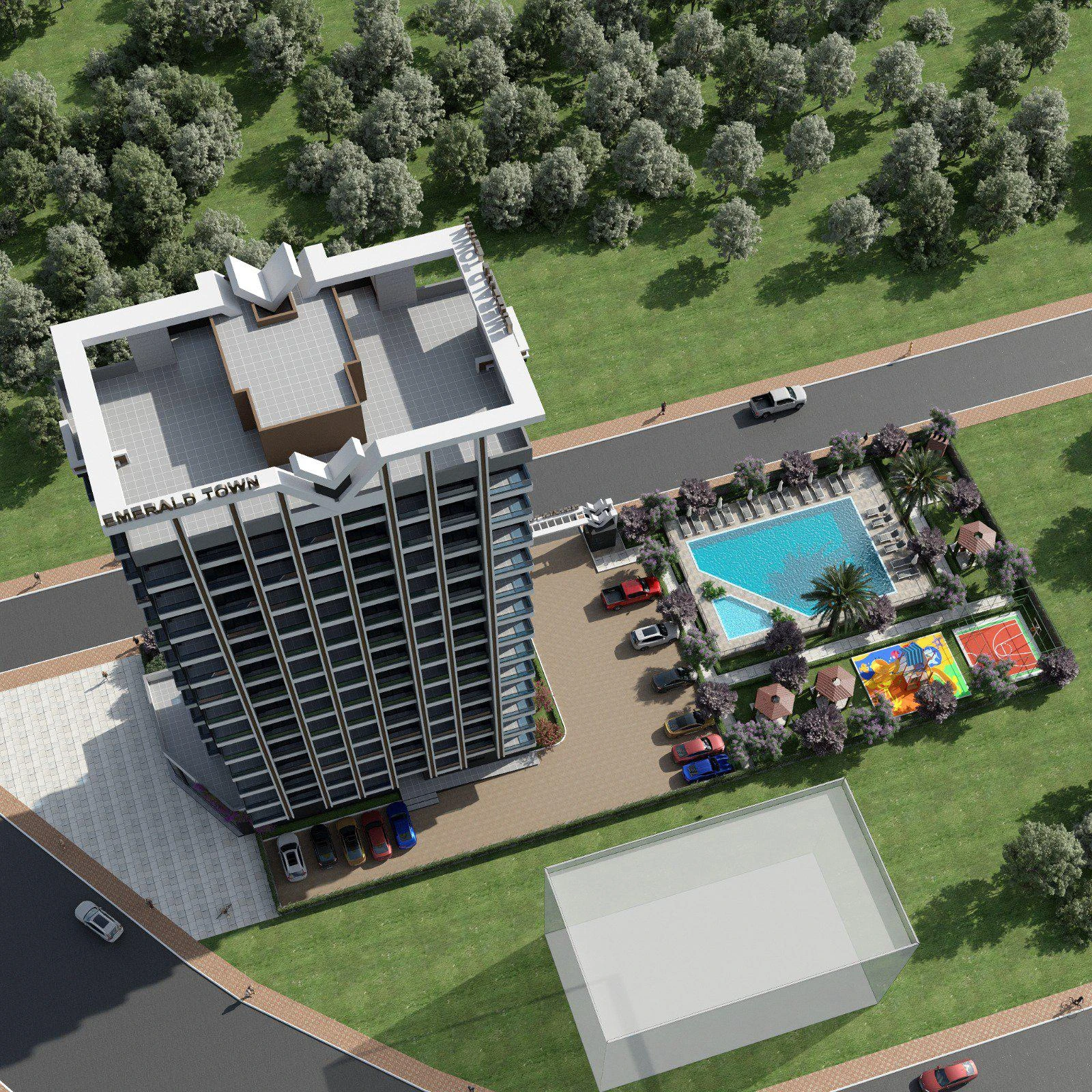 Двухкомнатные апартаменты в комплексе с бассейном и спортивными площадками, Мерсин, Турция