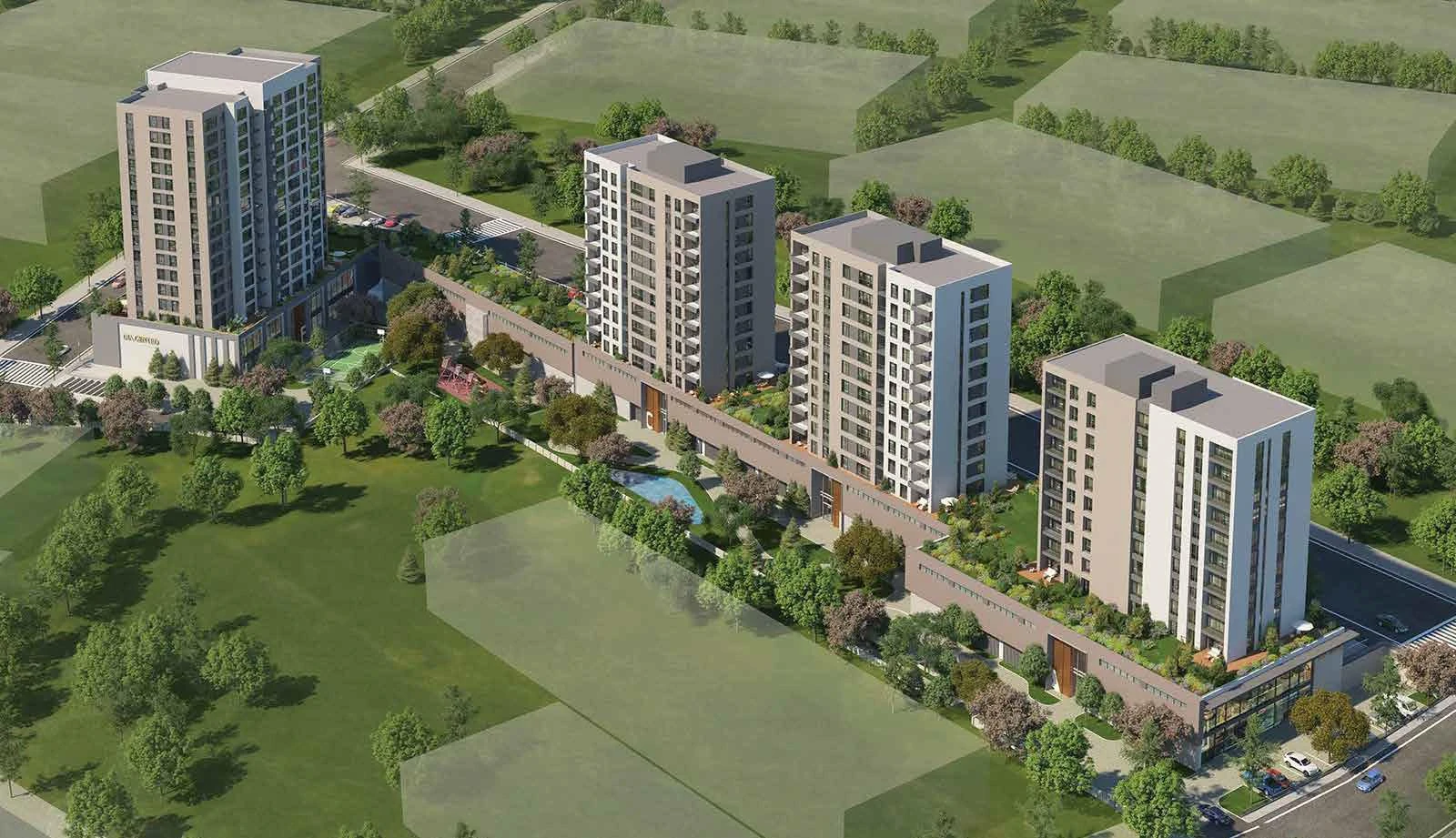 Новая резиденция с бассейном и зелеными зонами рядом со станцией метро и автомагистралью, Стамбул, Турция