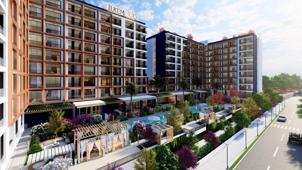 Студии и двухкомнатные квартиры в новом комплексе с большой инфраструктурой, 600 метров до моря, Эрдемли, Мерсин, Турция