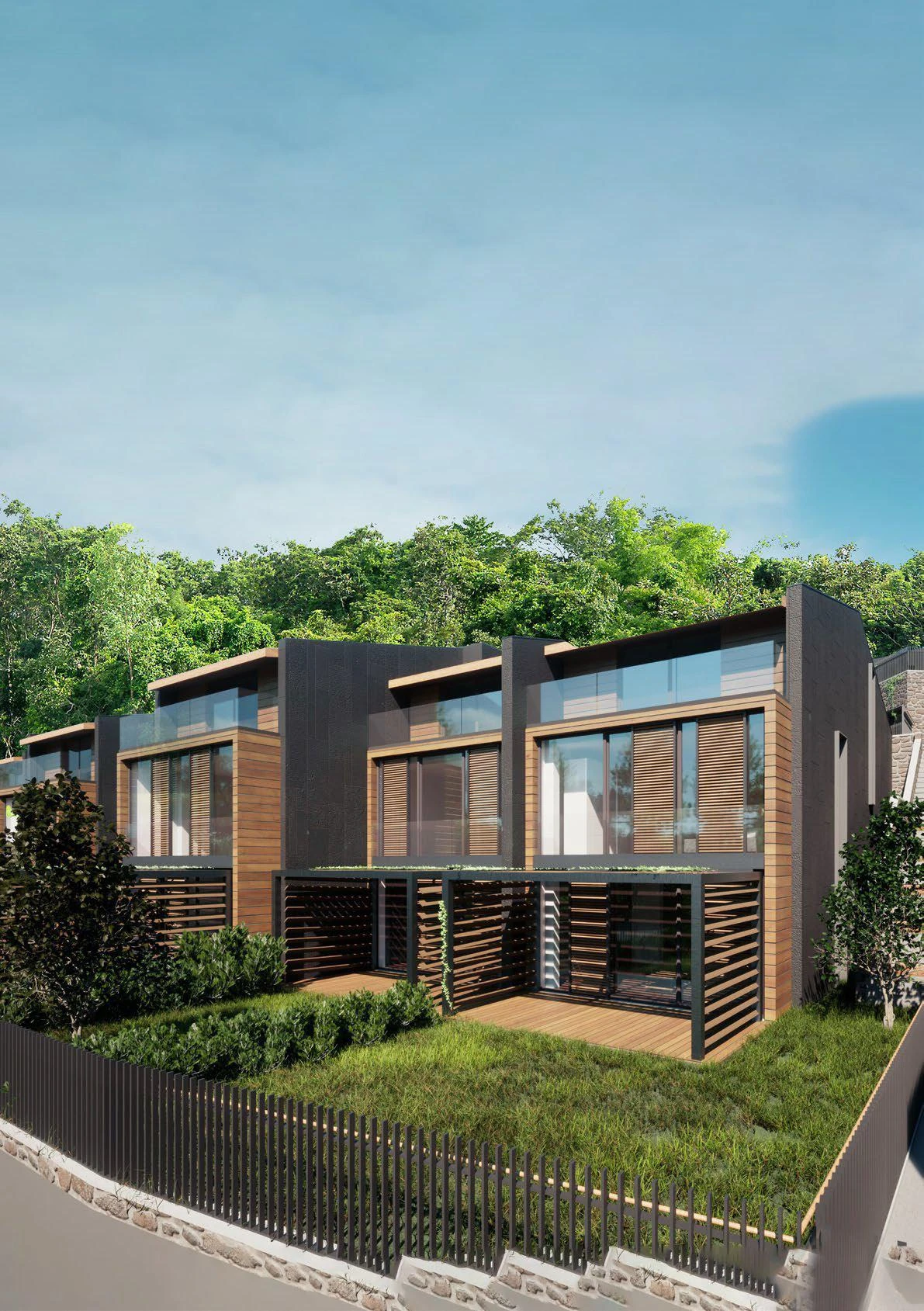 Новый комплекс таунхаусов с фитнес-центром рядом с лесом, Стамбул, Турция