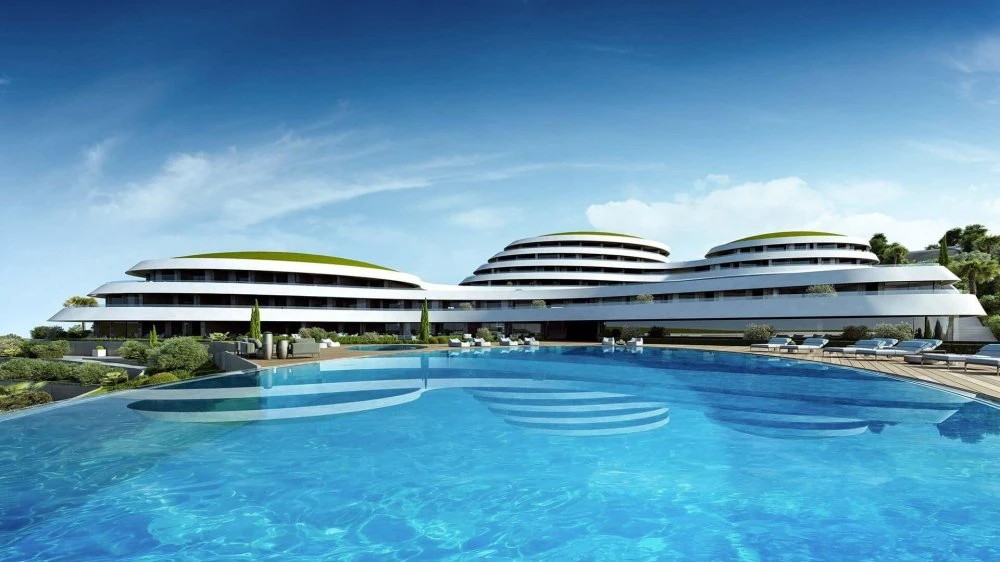 Современная резиденция с видом на море, бассейнами и спа-центром, Измир, Турция