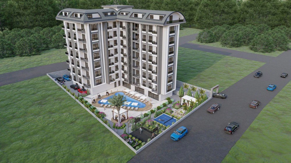 Жилой комплекс с игровыми площадками, бассейном, сауной, площадкой для барбекю, Авсаллар, Турция