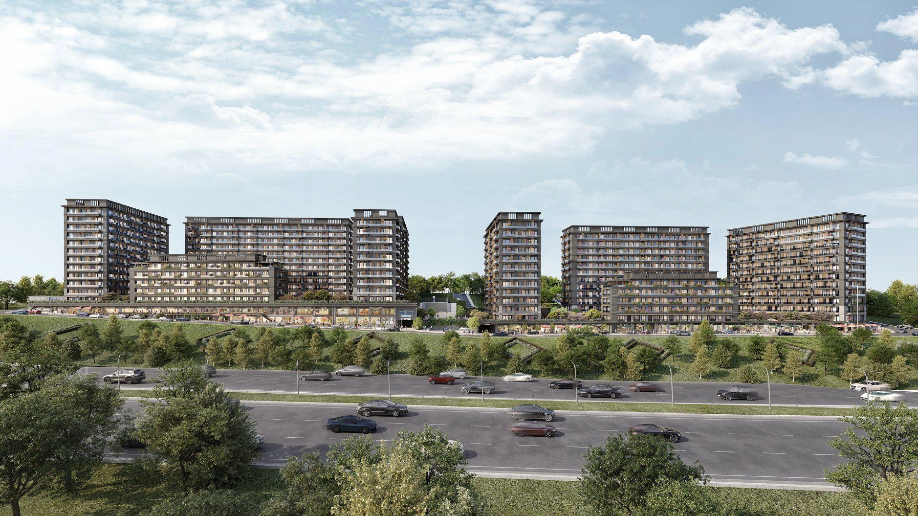 Современная резиденция с бассейнами и садами рядом со станцией метро, Стамбул, Турция