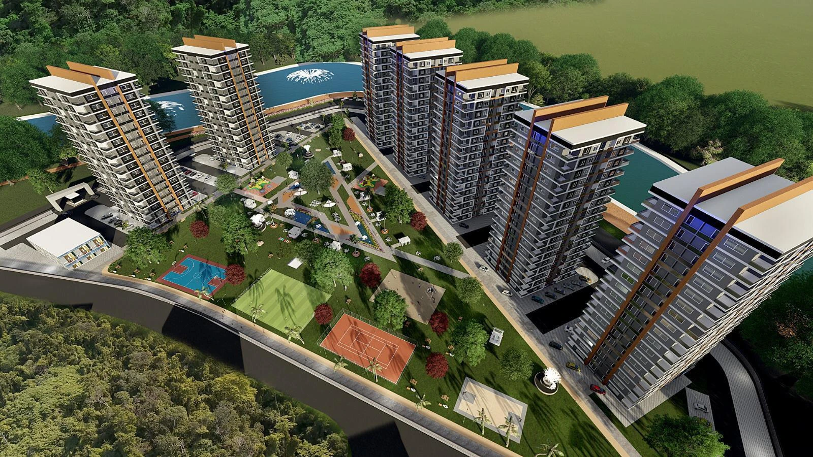 Готовый жилой комплекс со спортивными площадками, Тарсус, Мерсин, Турция