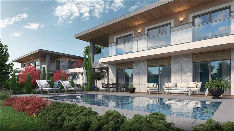 Новый комплекс вилл с бассейнами и круглосуточной охраной рядом с автомагистралью, Стамбул, Турция