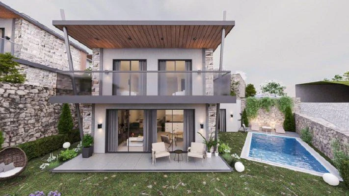 Новый комплекс вилл с бассейнами и садами в центре Бодрума, Турция