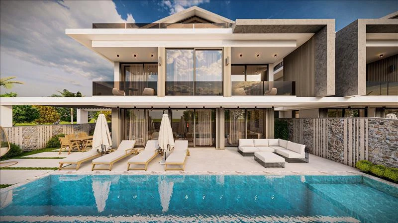 Новый комплекс меблированных вилл с бассейном и спа в 250 метрах от набережной, Фетхие, Турция