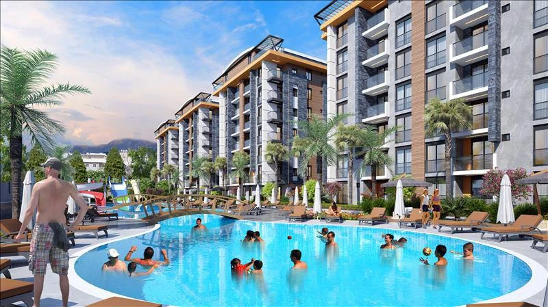 Новая резиденция с бассейном и аквапарком рядом с пляжем и полями для гольфа, Анталья, Турция