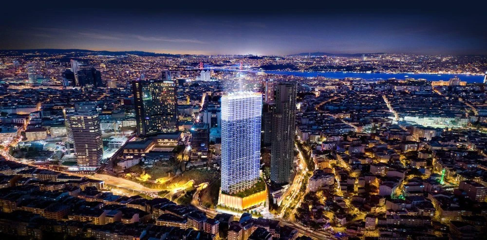 Высотная резиденция с парком, бассейном и теннисным кортом рядом со станциями метро, в популярном районе Шишли, Стамбул, Турция