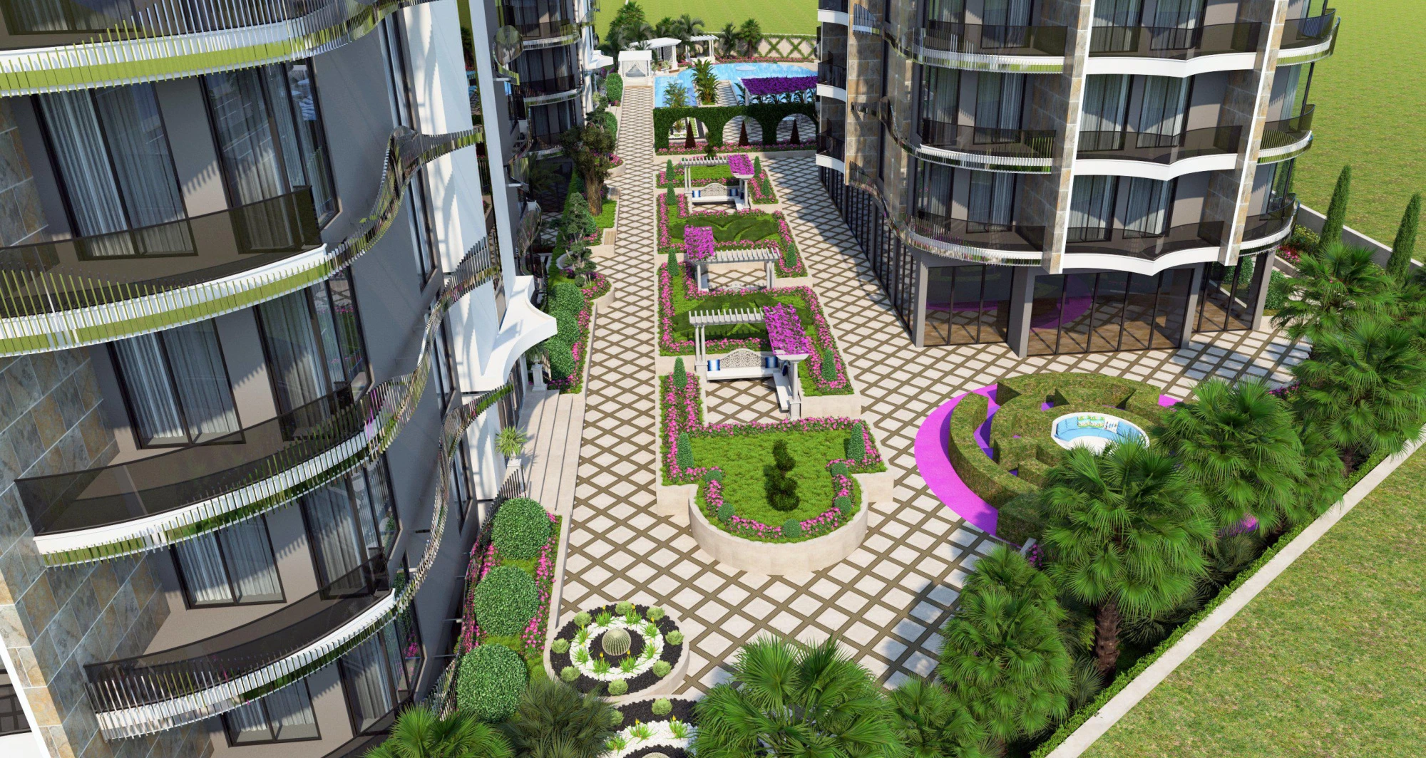 Жилой комплекс с бассейнами и большим спа-центром, 100 метров до моря, Тосмур, Алания, Турция