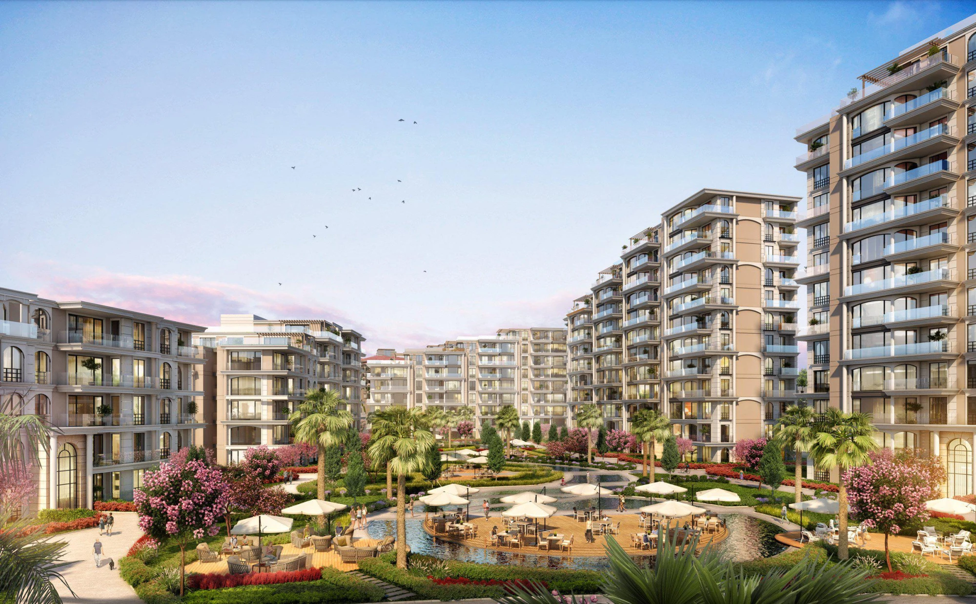 Новый жилой комплекс рядом с пристанью для яхт, в резиденции с бассейнами, конным клубом, ресторанами, Стамбул, Турция