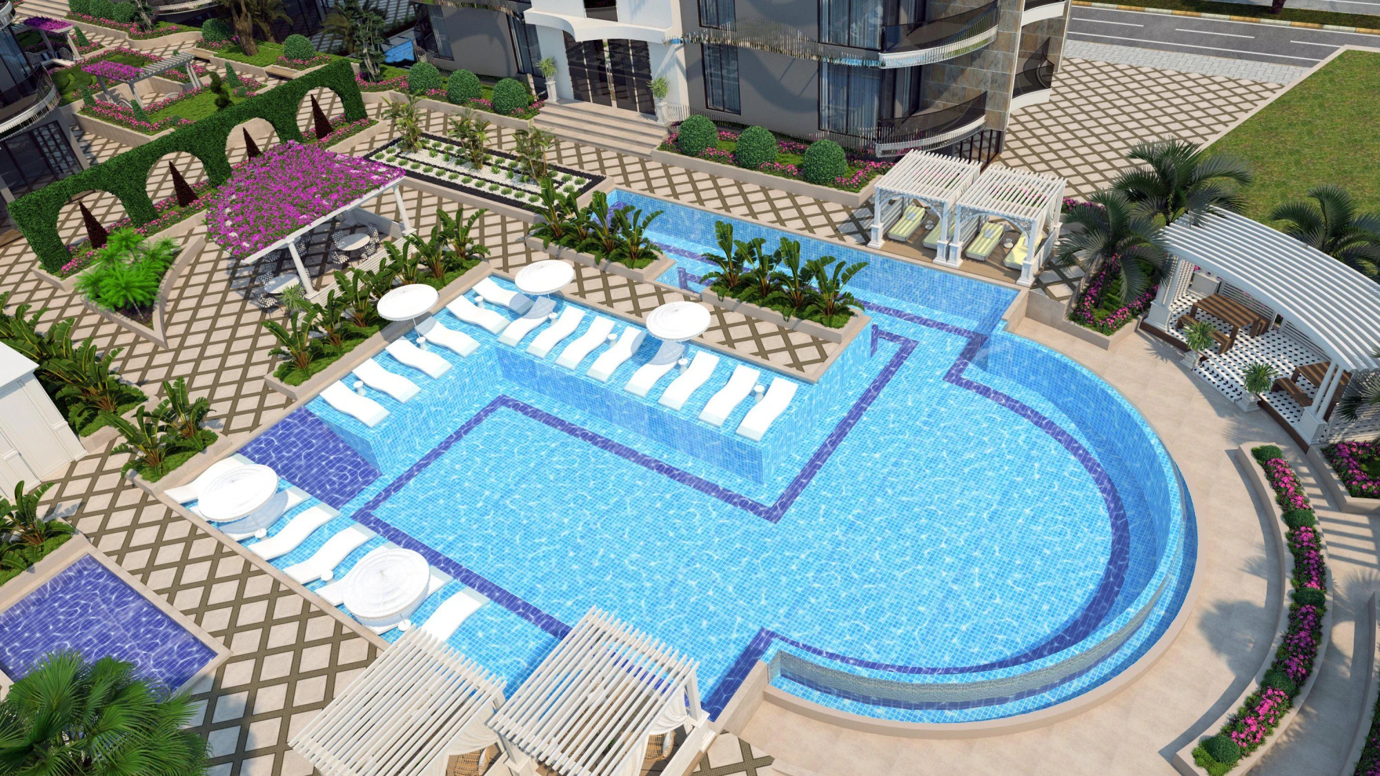 Жилой комплекс с бассейнами и большим спа-центром, 100 метров до моря, Тосмур, Алания, Турция