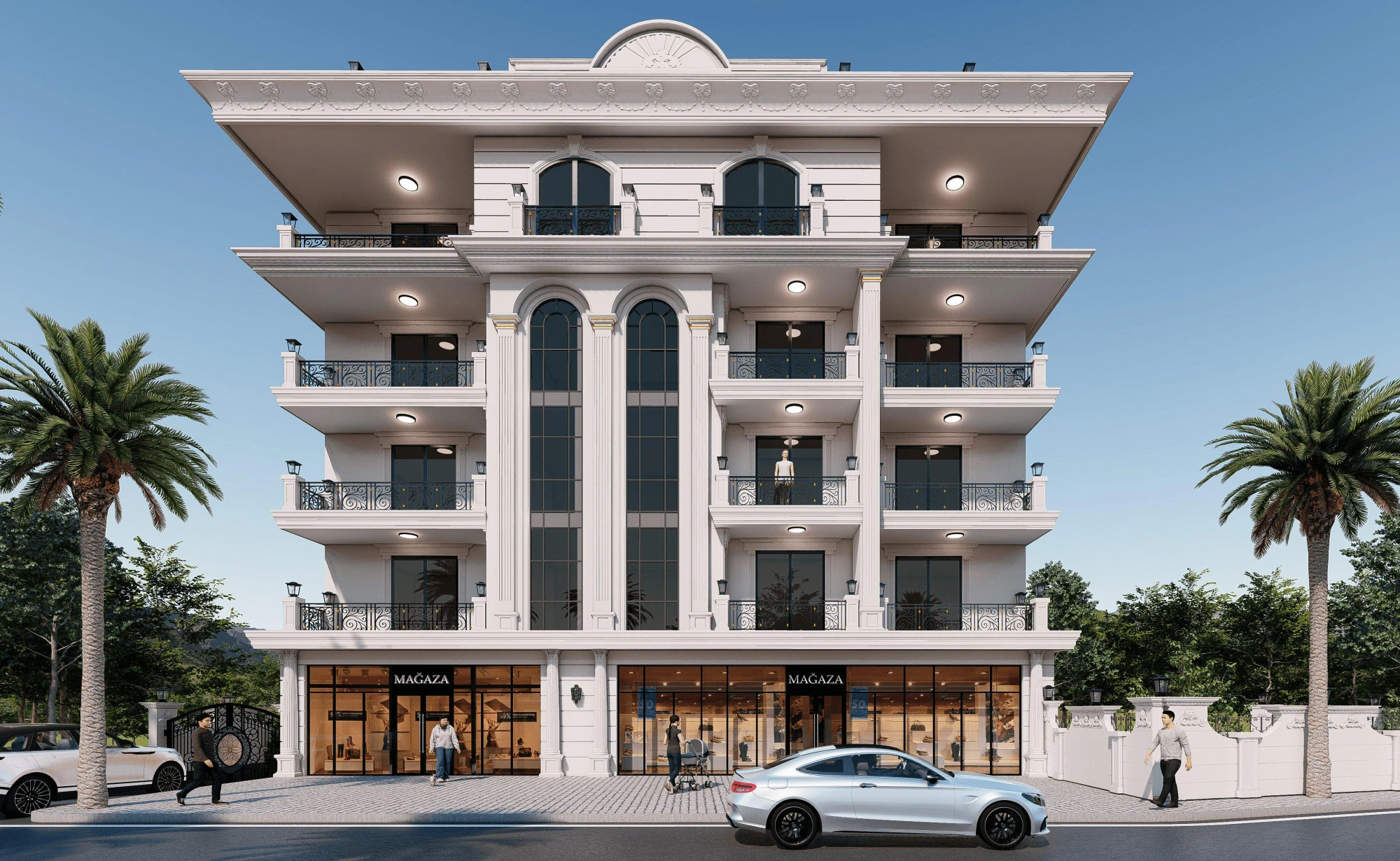 Жилой комплекс с бассейном, магазинами и площадками для отдыха, с видом на море и горы, Анталья, Турция