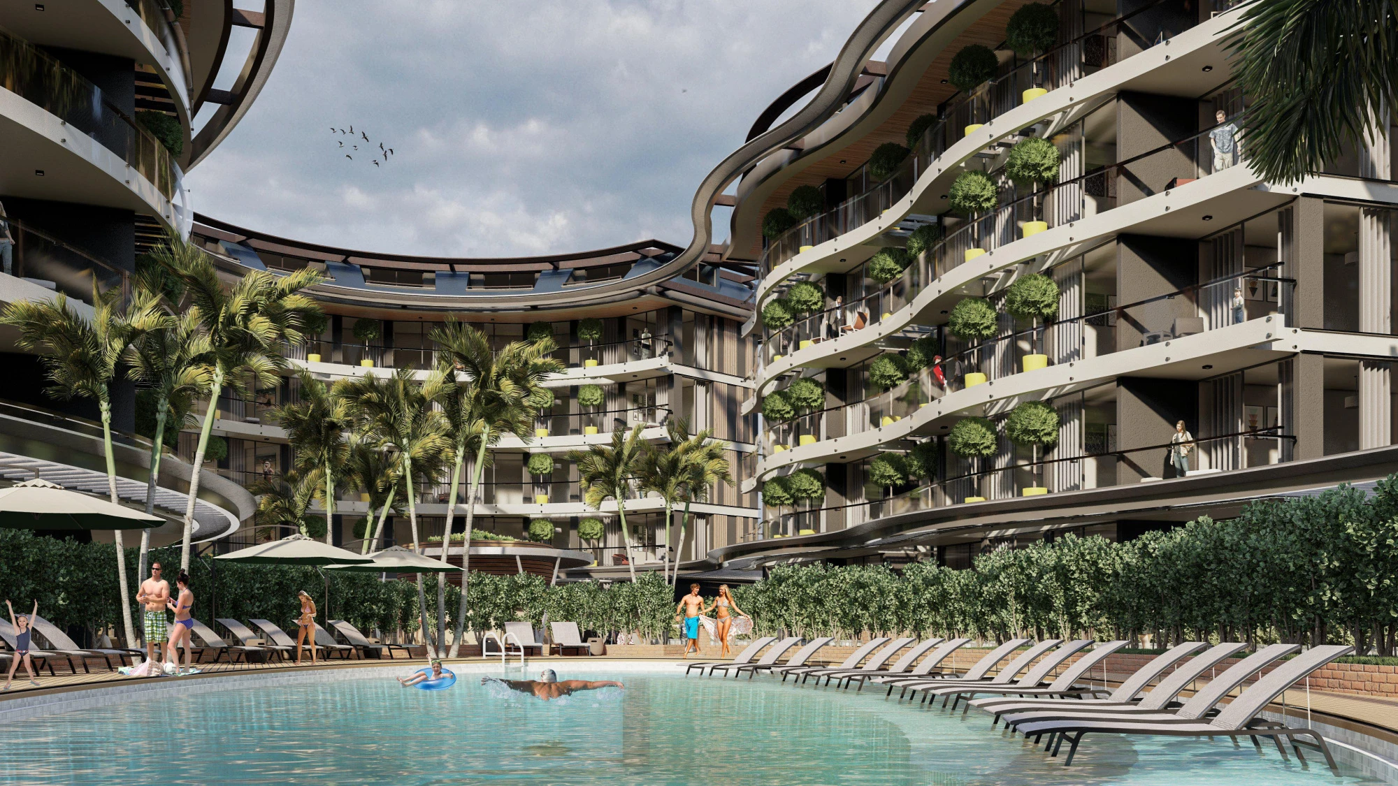 Жилой комплекс с большим спа-центром, 350 метров до моря, Оба, Алания, Турция