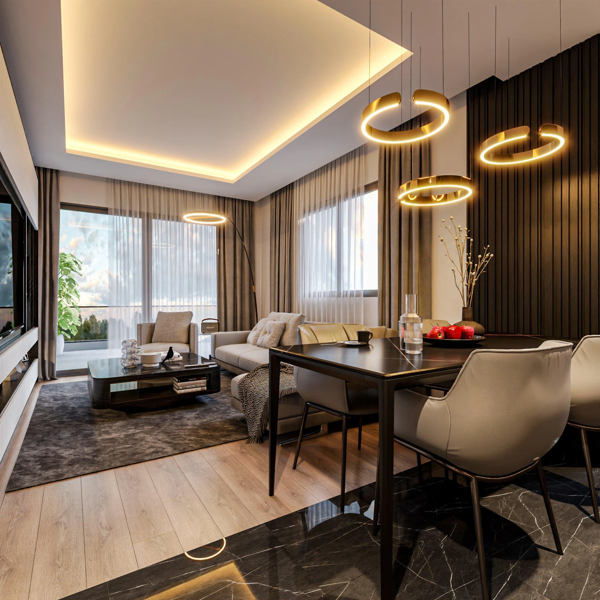 Современный жилой комплекс с бассейном и детской игровой площадкой, 660 метров до моря, Мерсин, Турция