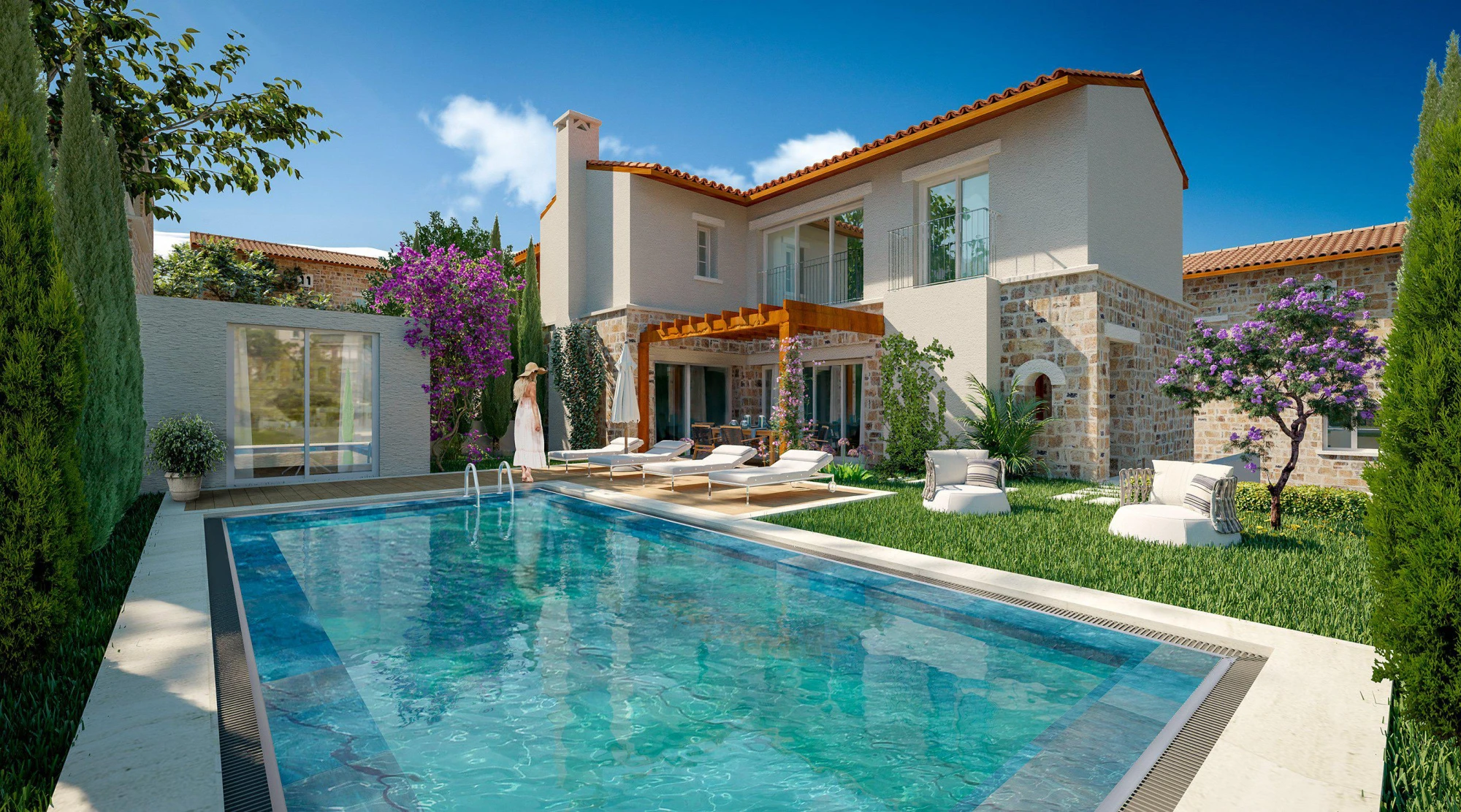 Современная резиденция с аквапарком и рестораном в зеленом спокойном районе, Бодрум, Турция