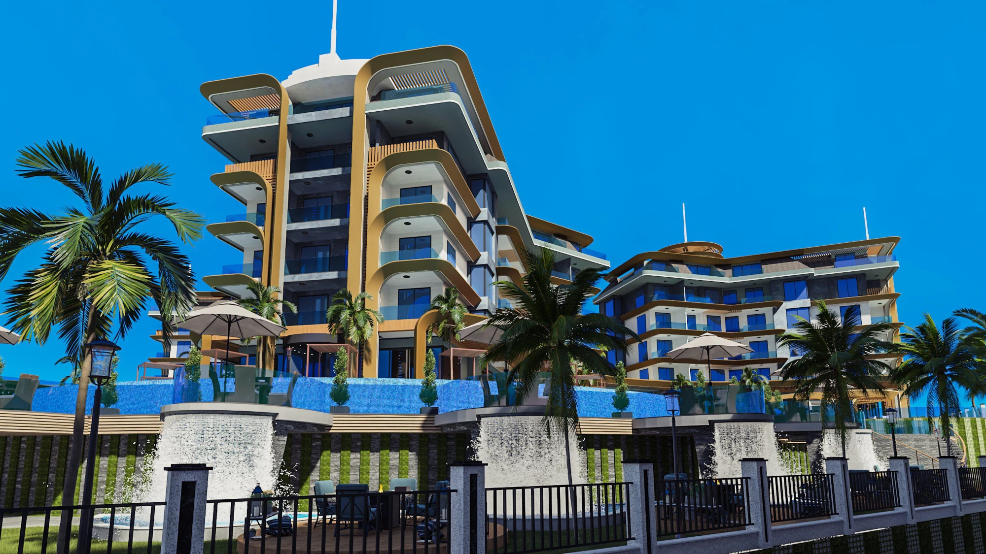 Жилой комплекс с разнообразными объектами инфраструктуры и зонами отдыха, 800 метров до моря, Кестель, Алания, Турция